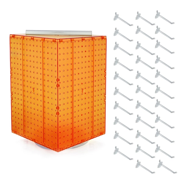 Four-Sided Revolving 14''W x 20''H Pegboard Counter Display w/ 32 4'' Hooks